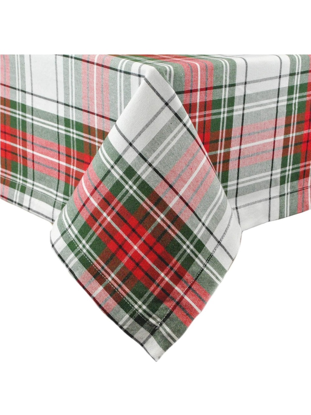 NEW DII Tartan Plaid Christmas Holiday Tablecloth, 60x84, Red, Green & White